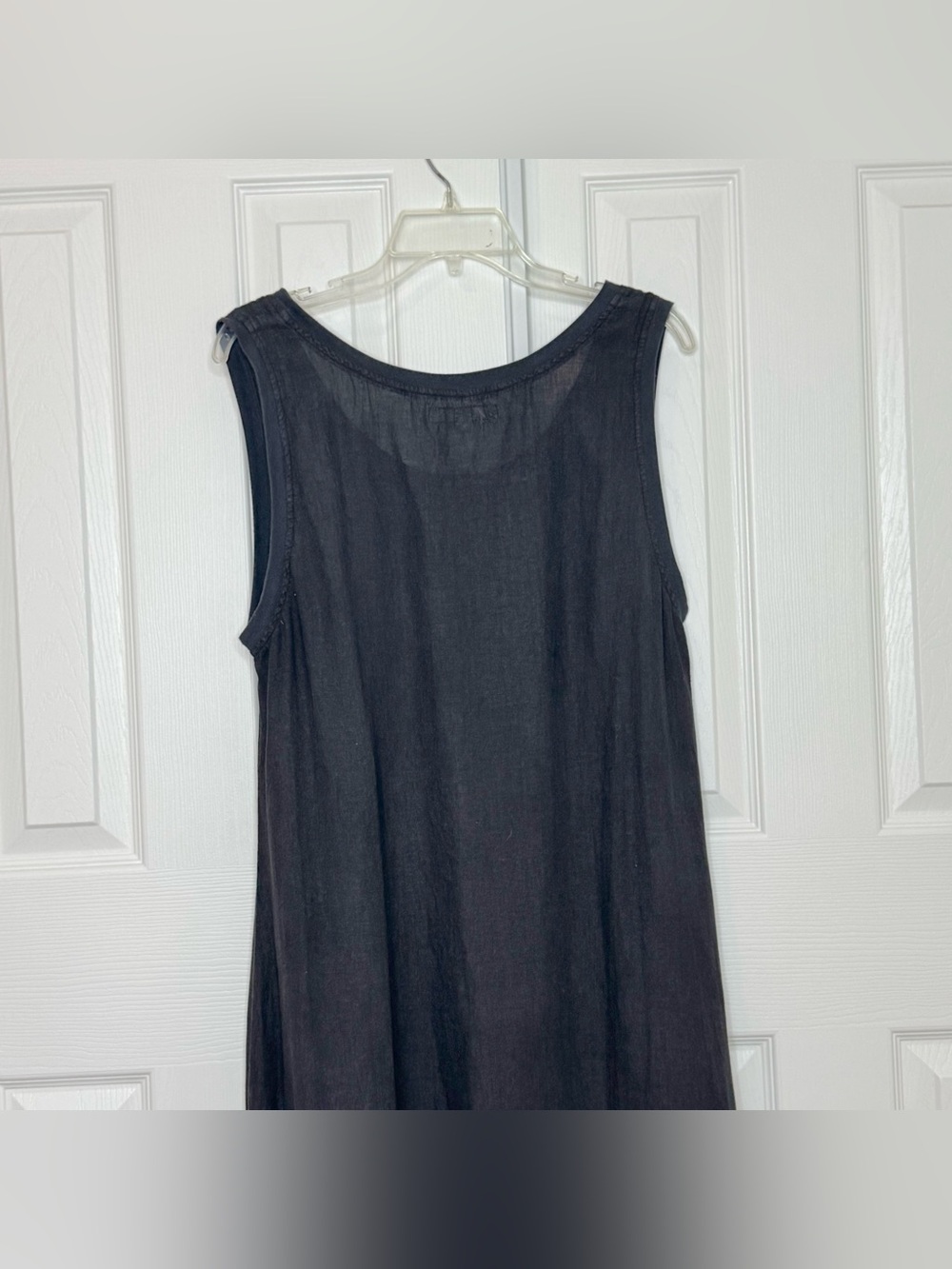 FLAX Black Sleeveless Linen Maxi Dress Size S Lagenlook - Picture 6 of 12